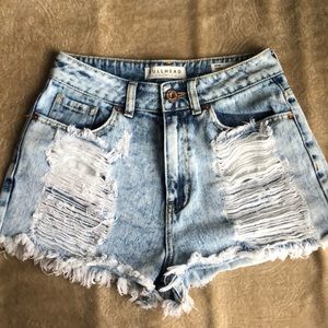 Bullhead Distressed High Waist Denim Shorts